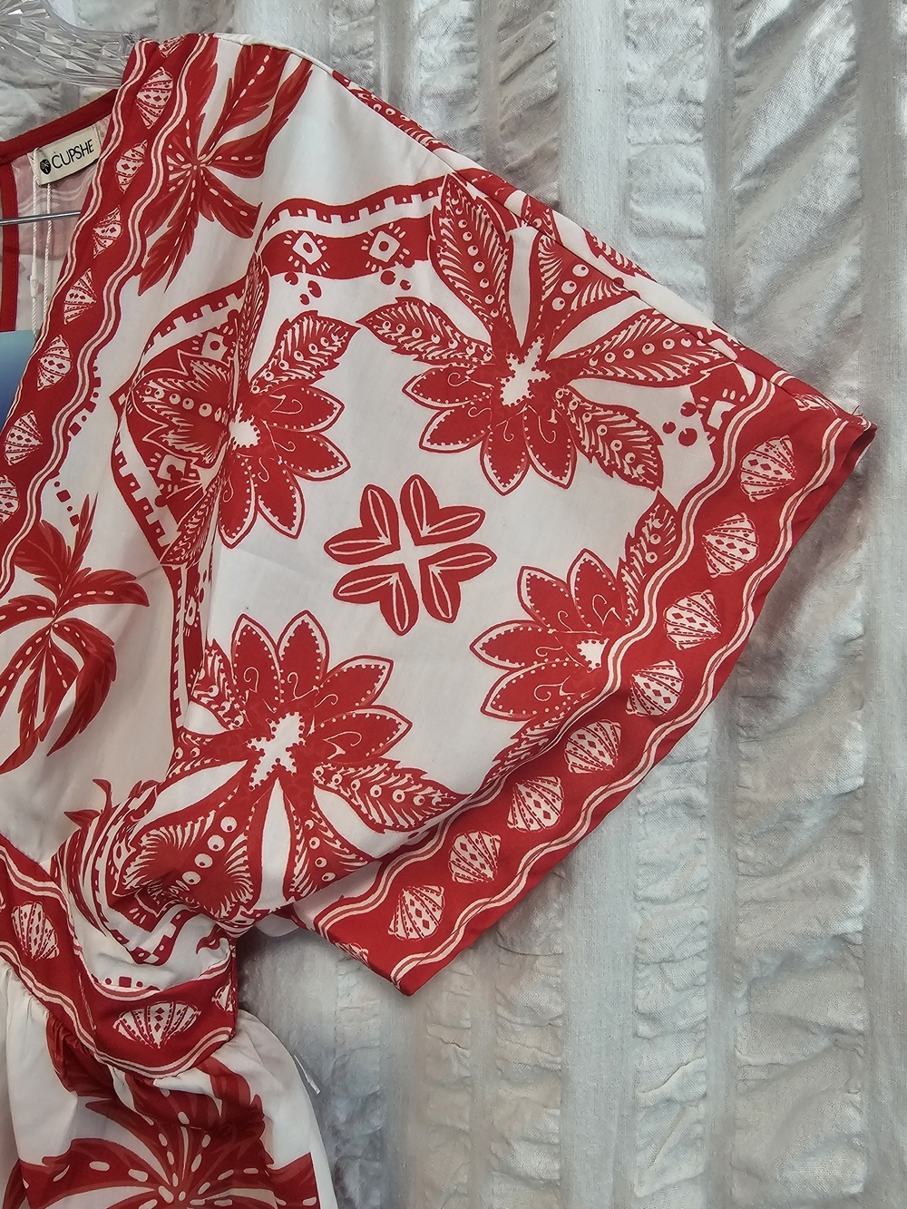 Cupshe Carmel Beach Tropical Print Romper Red White Island Vacation Medium - Picture 6 of 16